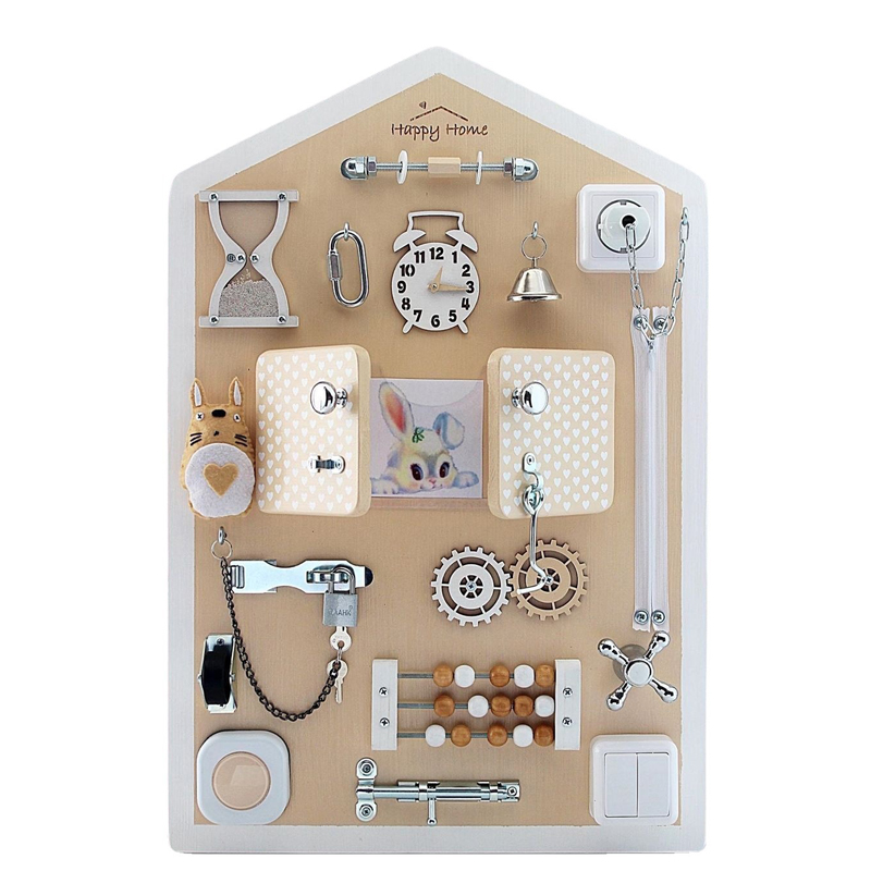 몬테소리 나무 장난감 액세서리 버튼 시계 기어 바쁜 보 - Montessori Wooden Busy Board Toddler 리뷰 및 가격